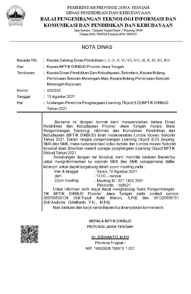 Penghargaan Learning Object (LO) BPTIK Dikbud Jateng 2021-Maulida Azkiya Rahmawati, S.Pd.